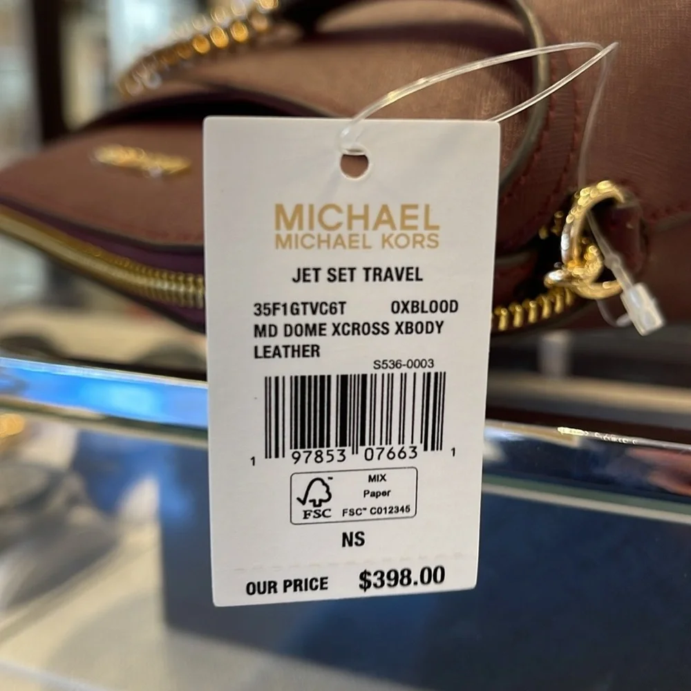 MICHAEL KORS Jet Set Travel Medium Dome Crossbody Bag Oxblood  NWT